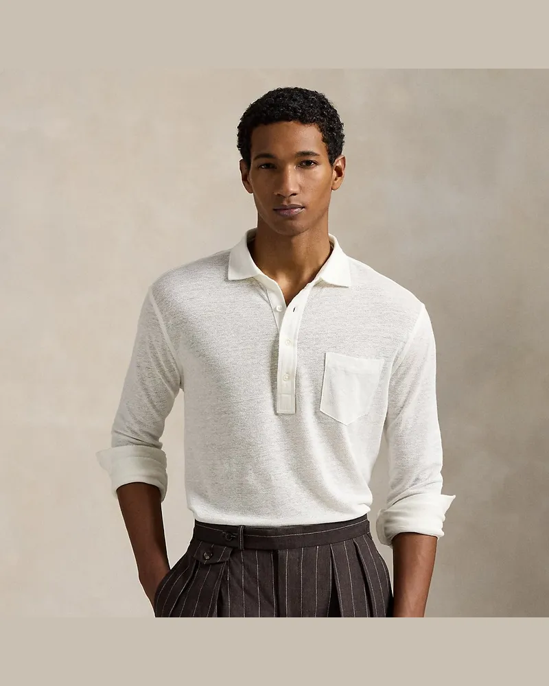 Ralph Lauren Poloshirt aus Leinen-Piqué White