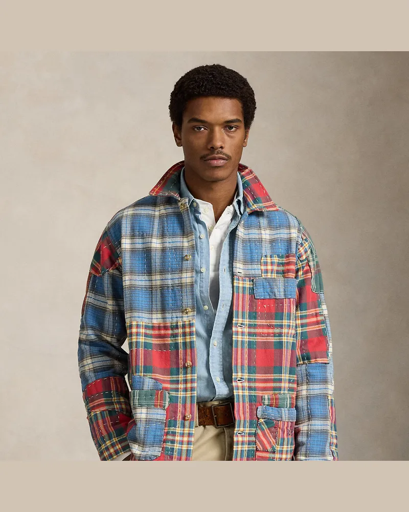 Ralph Lauren Flanell-Hemdjacke mit Patchwork-Karo Multi