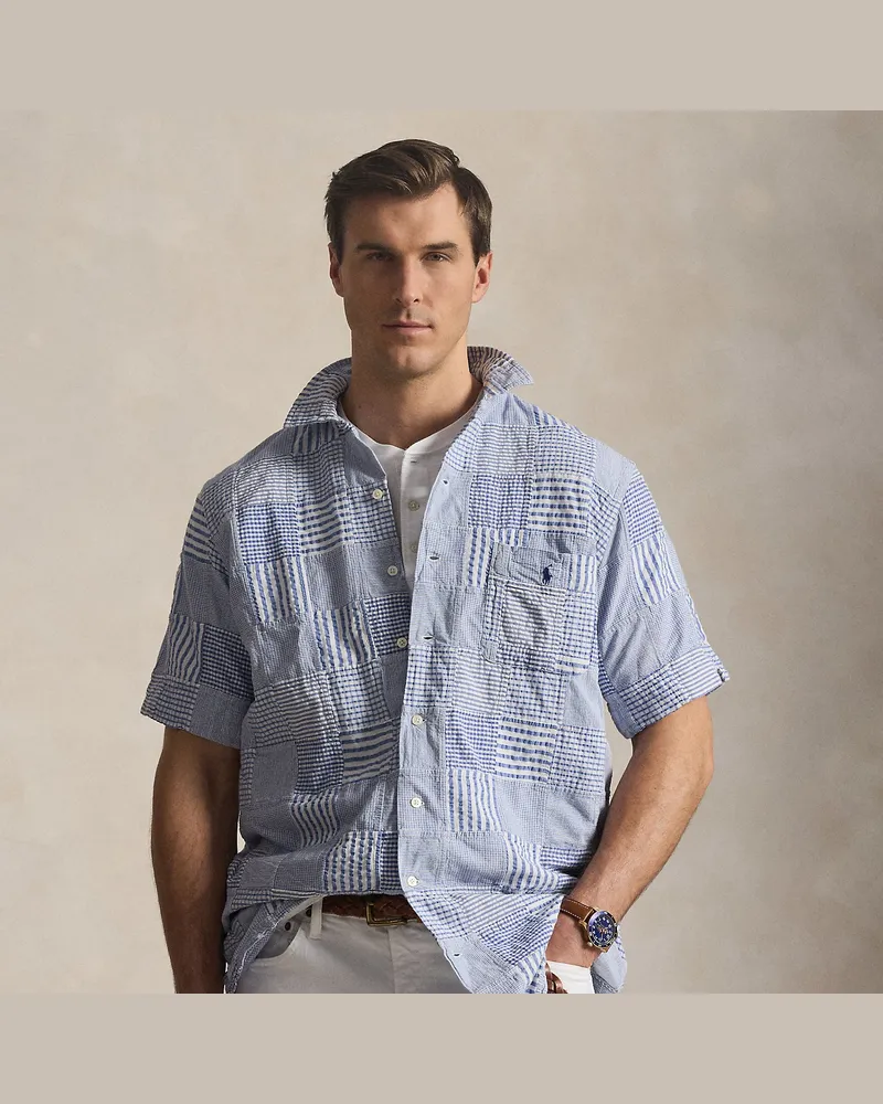 Ralph Lauren Große Größen - Patchwork-Kurzarmhemd aus Seersucker Multi