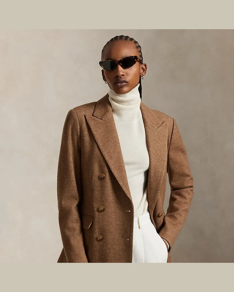 Ralph Lauren Zweireihiger Blazer mit Fischgratmuster Brown