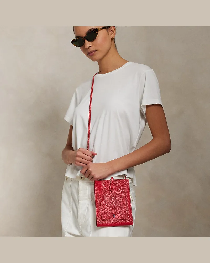 Ralph Lauren Umhängetasche Polo Play aus Leder Red