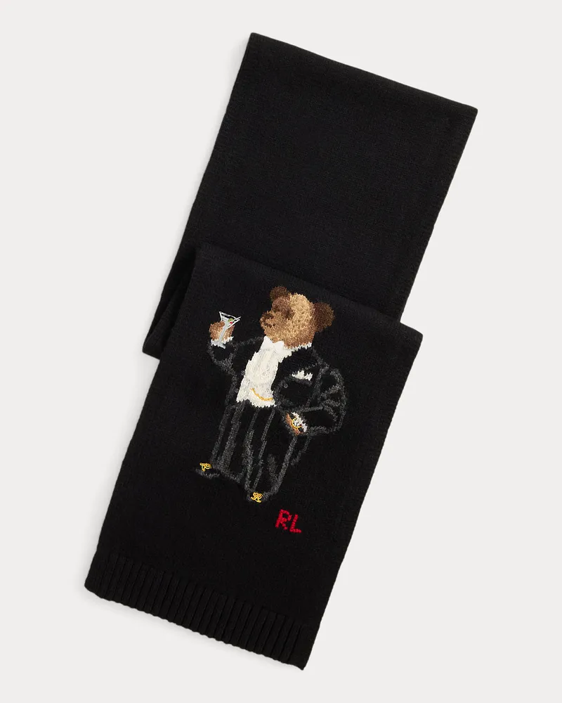 Ralph Lauren Wollschal mit Martini Bear Black