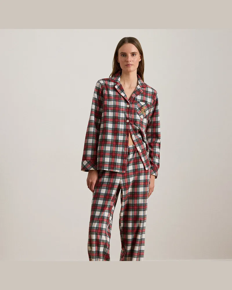 Ralph Lauren Karierter Pyjama aus Fleece White
