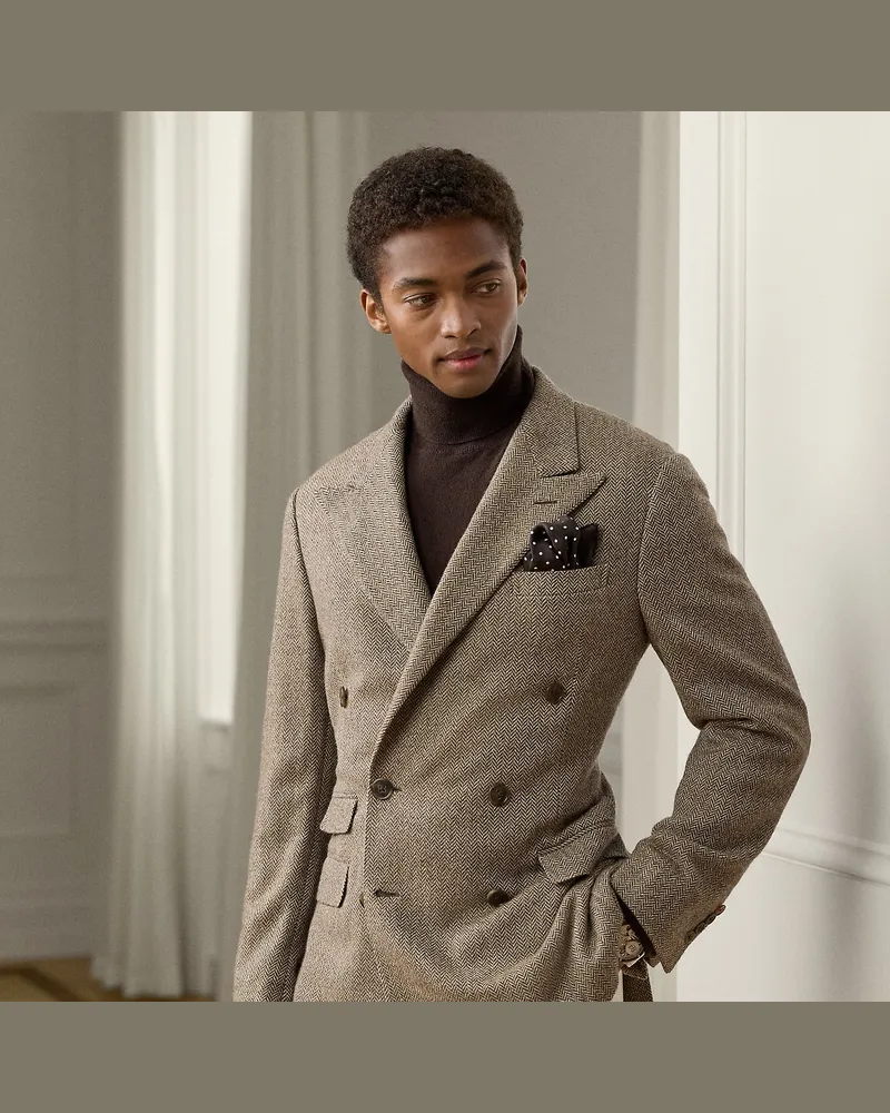 Ralph Lauren Handgeschneiderte Fischgratjacke Kent Brown