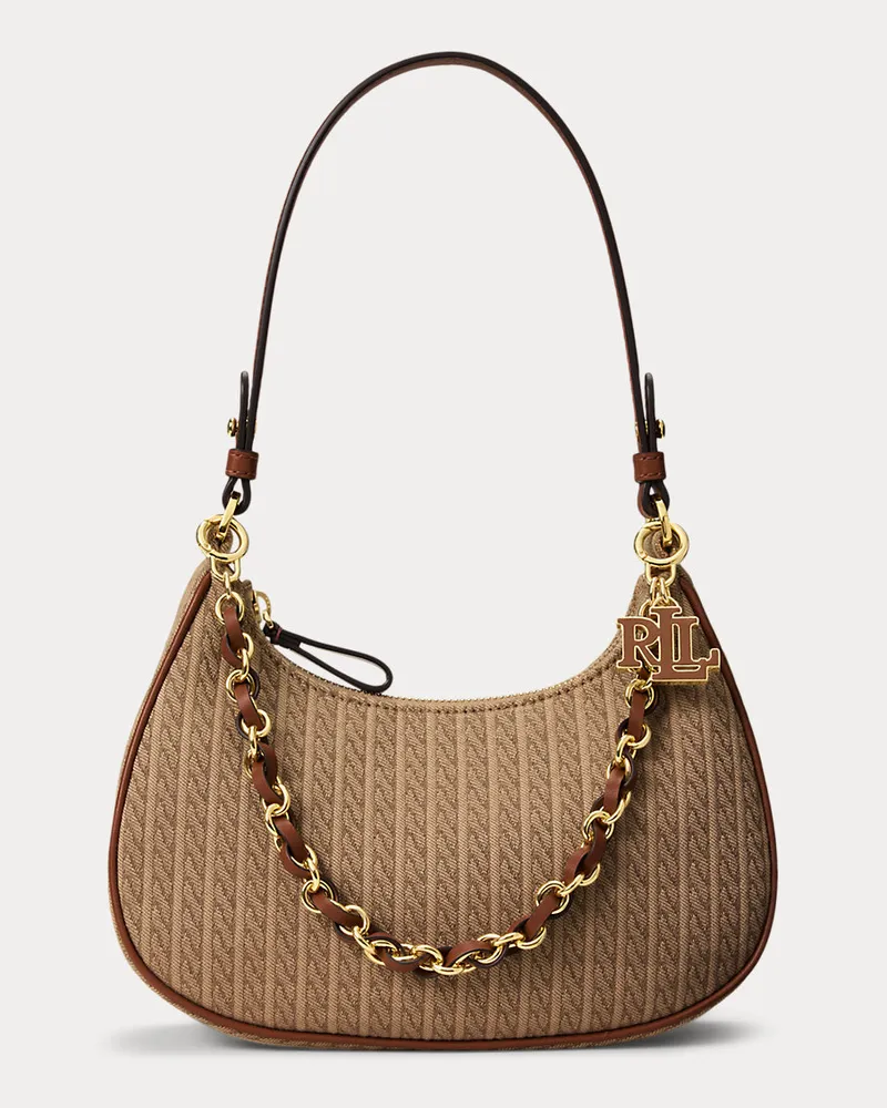 Ralph Lauren Schultertasche Marcy mit Mini-Zopfmuster Brown