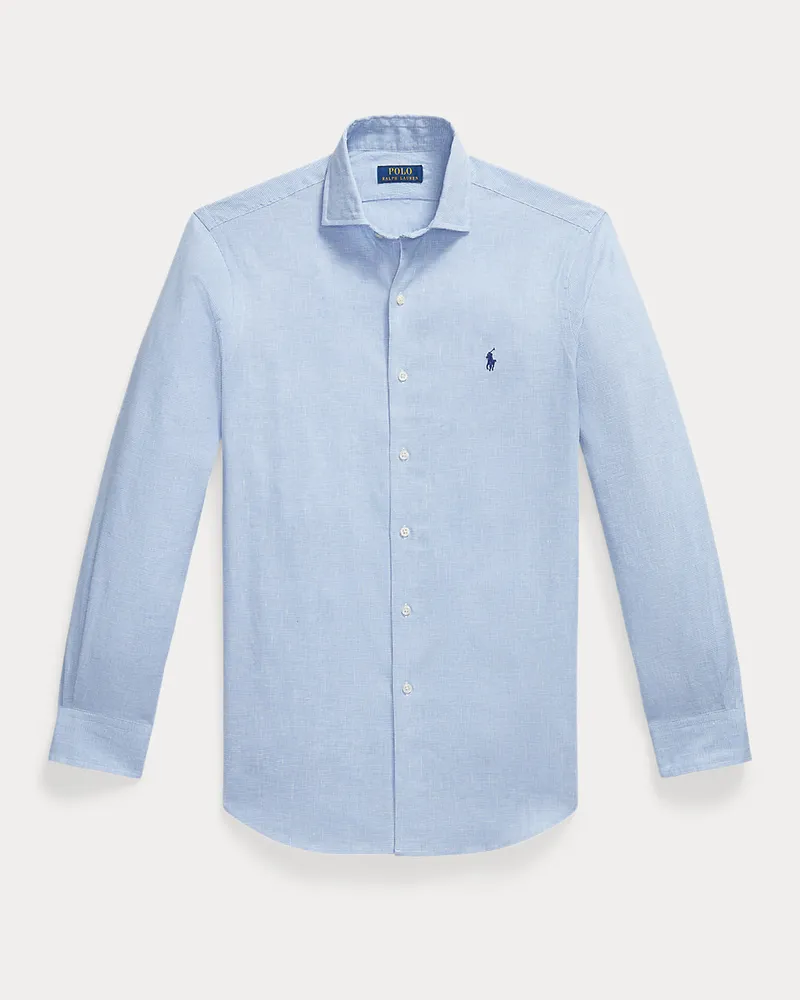 Ralph Lauren Custom-Fit Hemd mit Hahnentrittmuster Blue