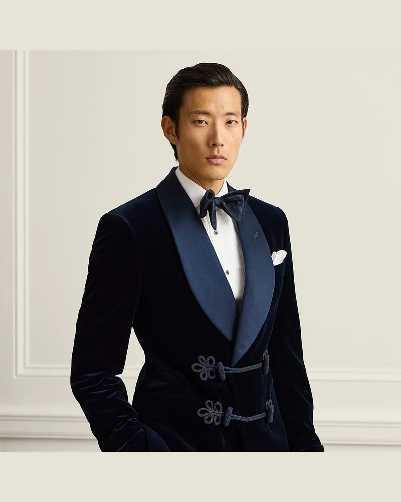 Ralph Lauren Handgefertigte Smokingjacke aus Samt Blue