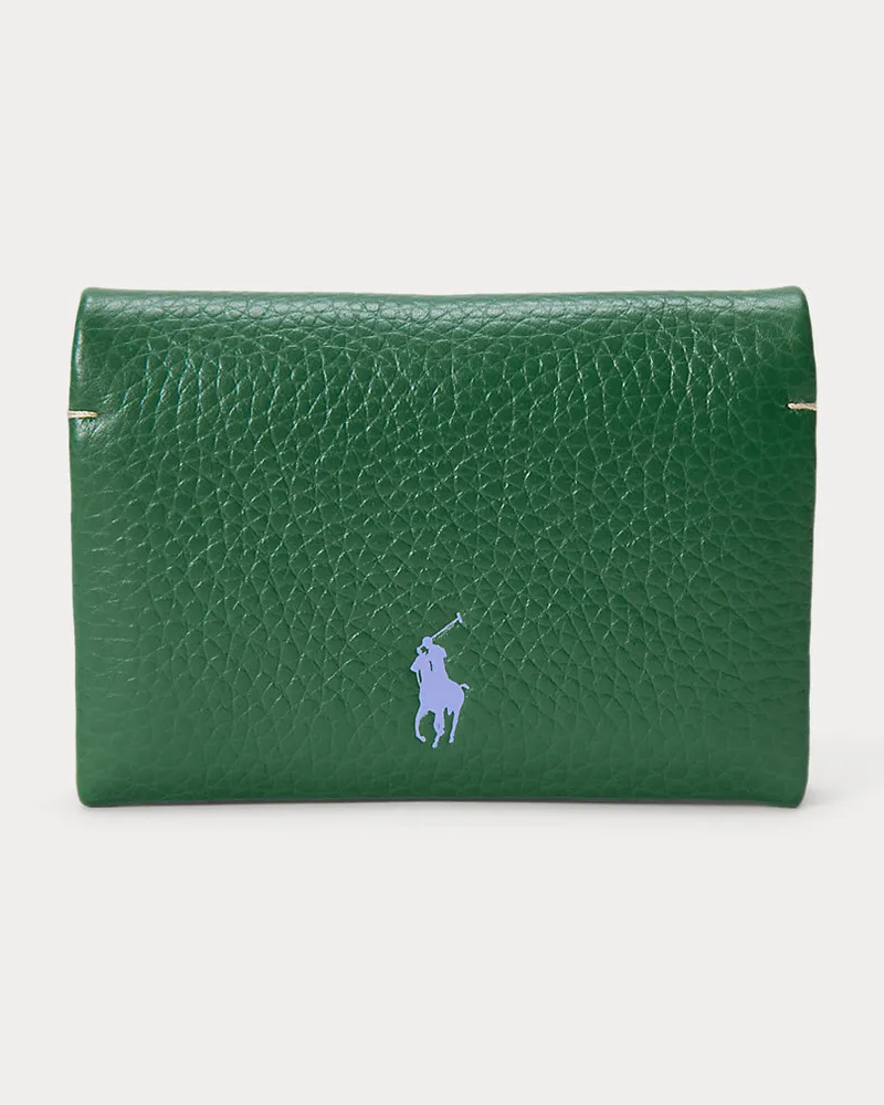 Ralph Lauren Lederkartenetui Polo Play mit Druckknopf Green