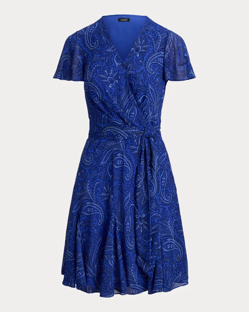 Ralph Lauren Georgette-Kleid mit Paisley-Motiv Blue