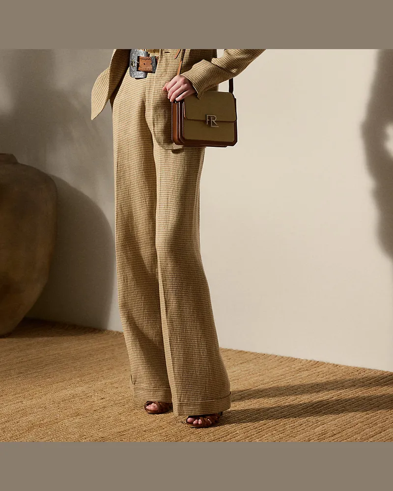 Ralph Lauren Tweedhose Acklie mit Hahnentrittmuster Tan