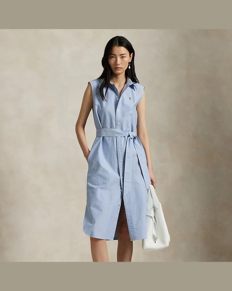 Ralph Lauren Ärmelloses Oxford-Hemdkleid mit Gürtel Blue