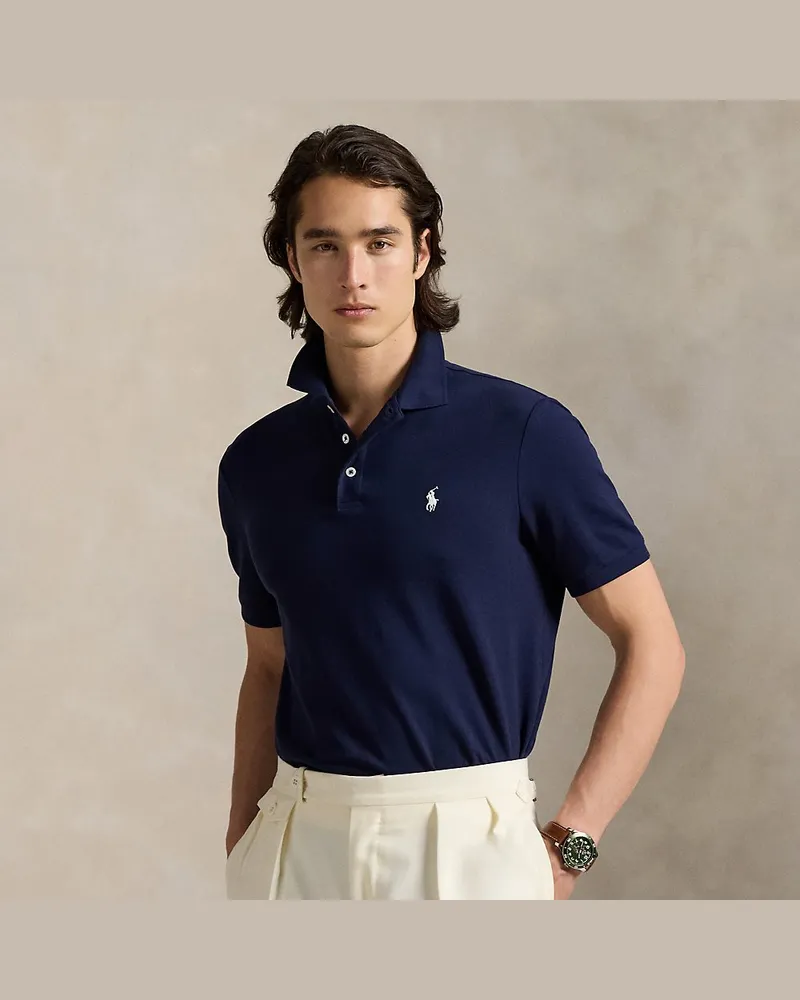 Ralph Lauren Custom-Slim-Fit Piqué-Poloshirt Blue