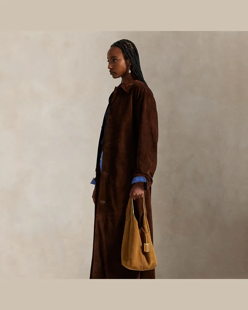 Ralph Lauren Lange 3/4-Jacke aus Wildleder Brown