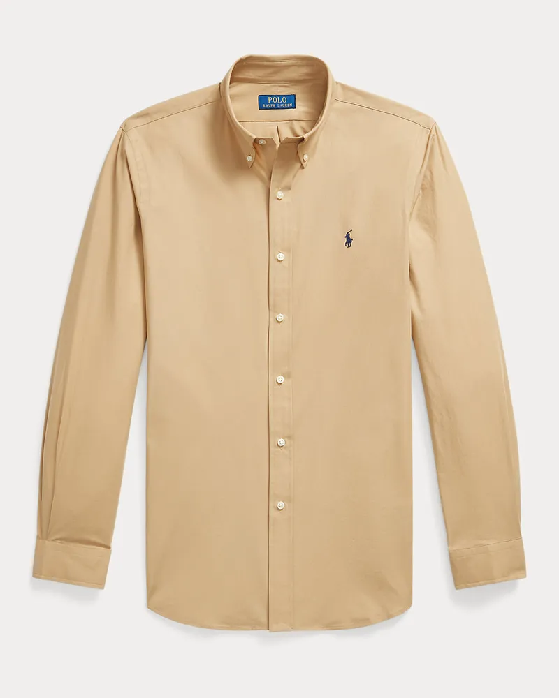 Ralph Lauren Gestreiftes Custom-Fit Hemd aus Popeline Tan