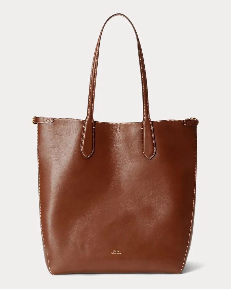 Ralph Lauren Vertikale Tragetasche Bellport aus Leder Brown