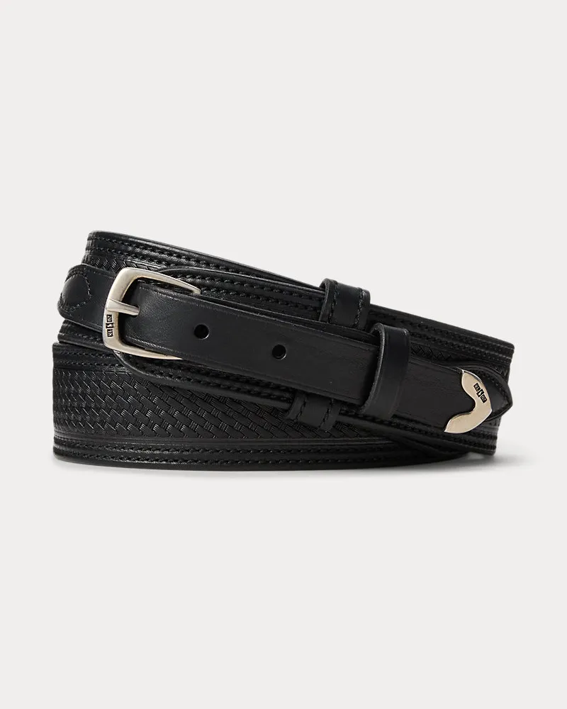 Ralph Lauren Western-Ledergürtel mit Ziernähten Black