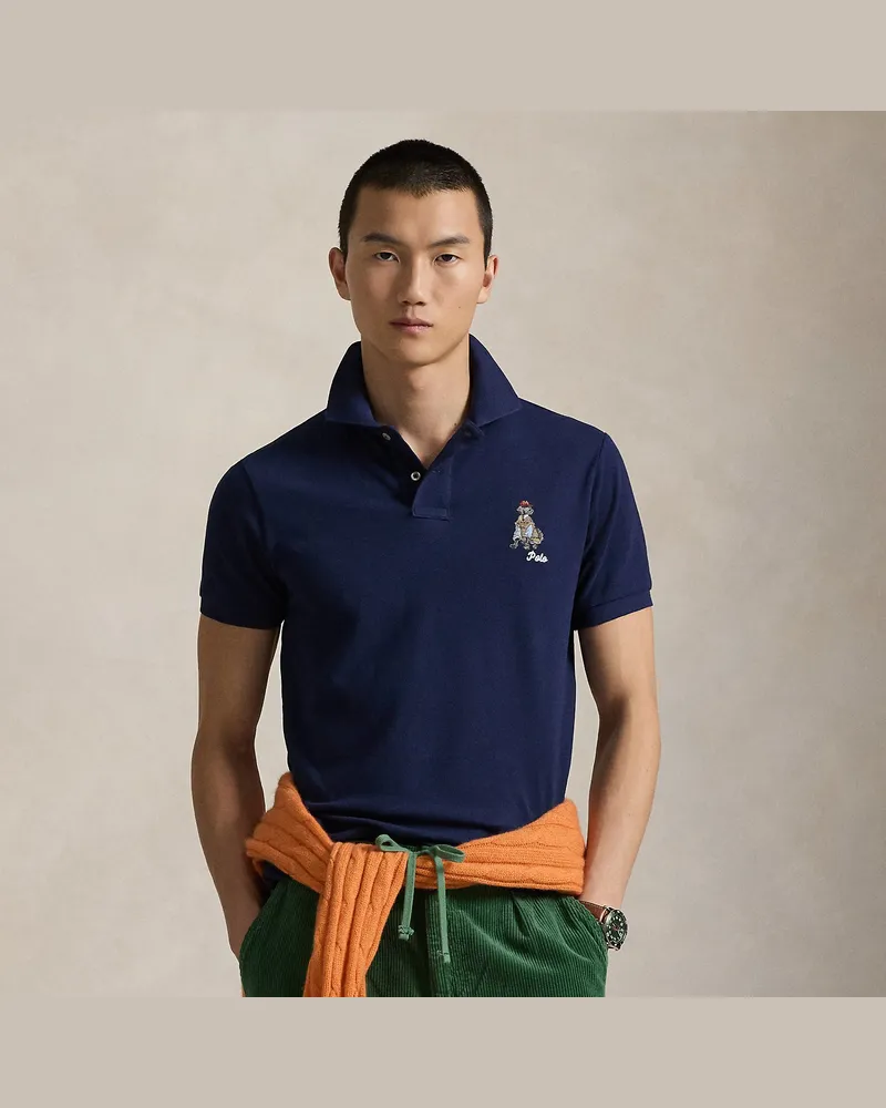 Ralph Lauren Custom-Slim-Fit Poloshirt mit Stickerei Blue