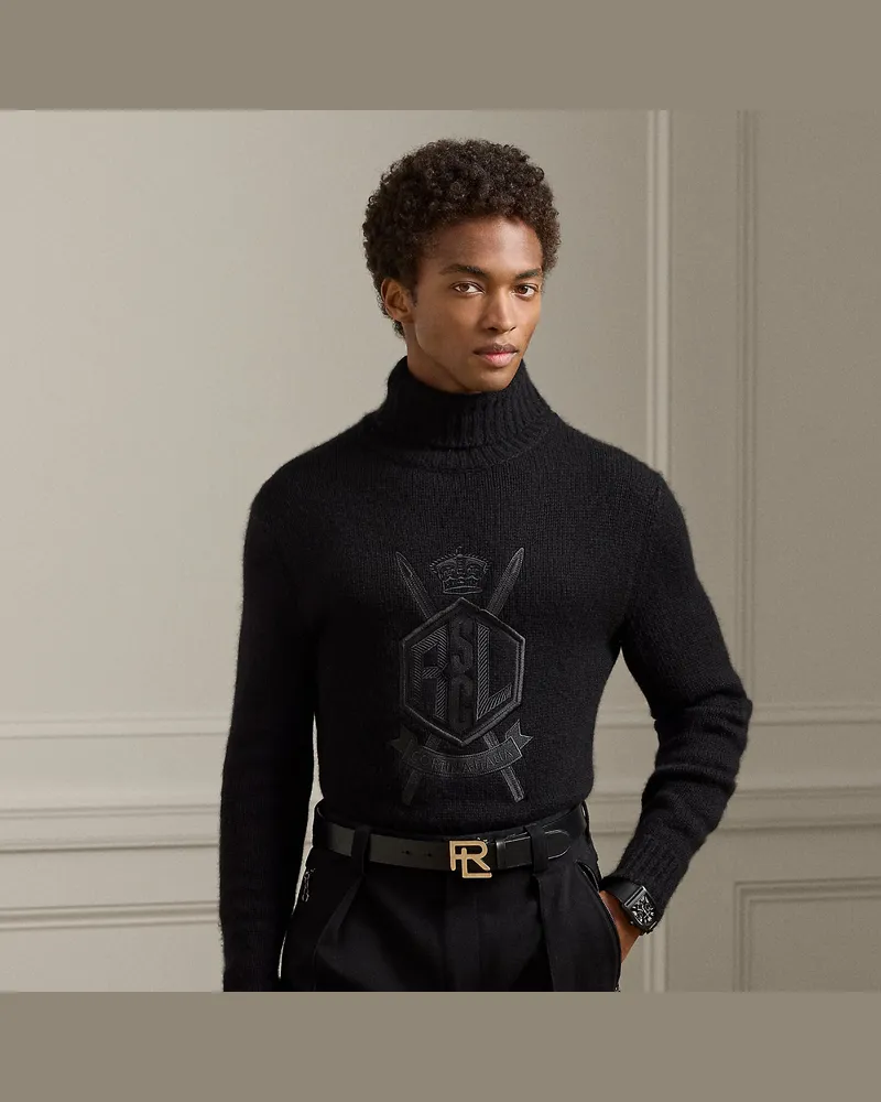 Ralph Lauren Bestickter Kaschmir-Rollkragenpullover Black