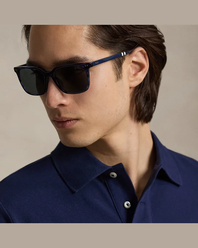 Ralph Lauren Eckige Sonnenbrille mit Rugbystreifen Blue