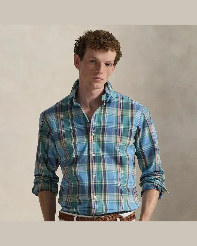 Ralph Lauren Kariertes Custom-Fit Popelinehemd Blue