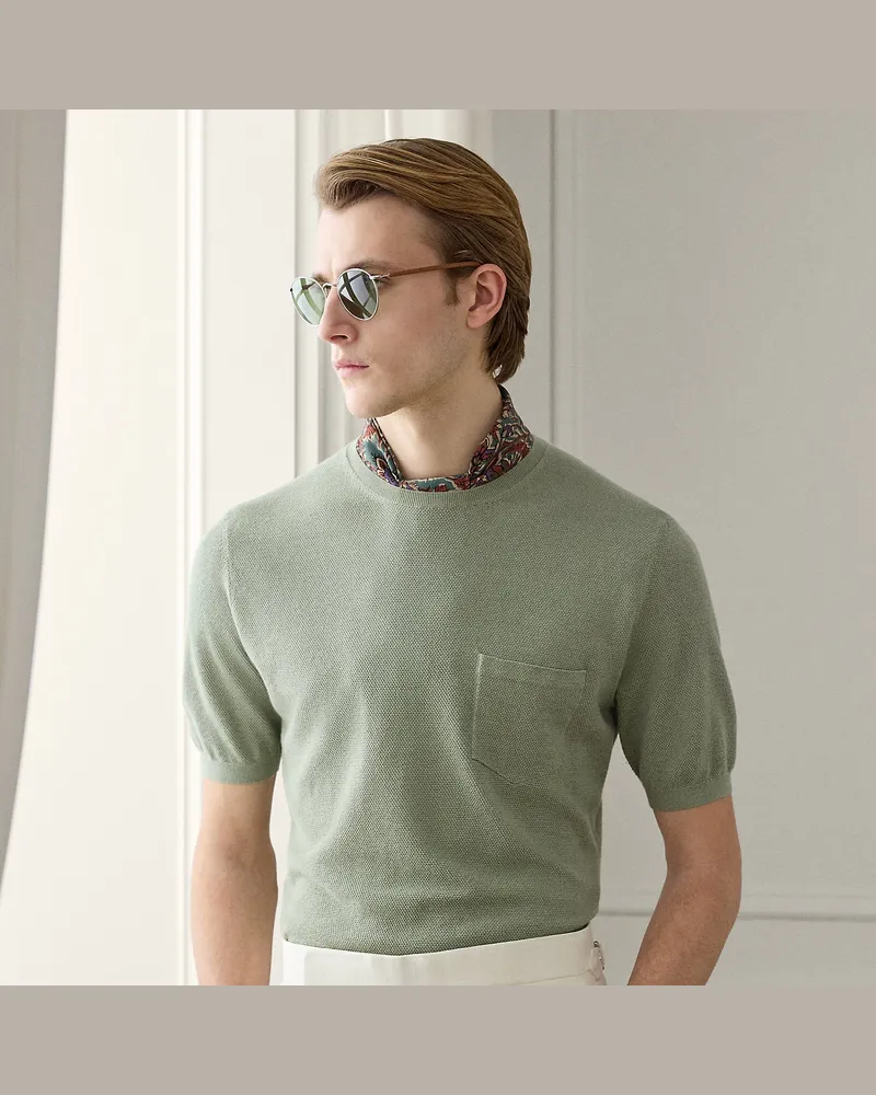 Ralph Lauren Kurzarmpullover aus einer Seidenmischung Green
