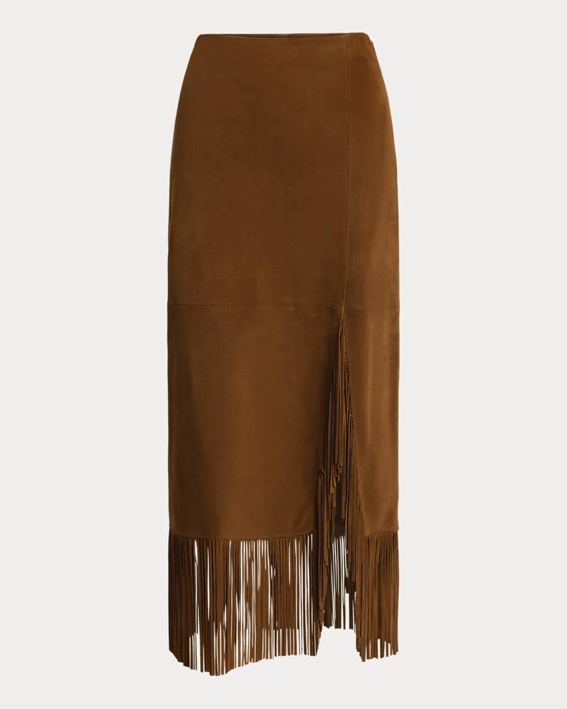 Ralph Lauren Wildlederrock mit Fransen Brown