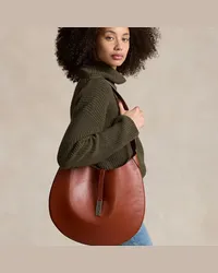 Ralph Lauren Große Kalbsleder-Schultertasche Polo ID Brown