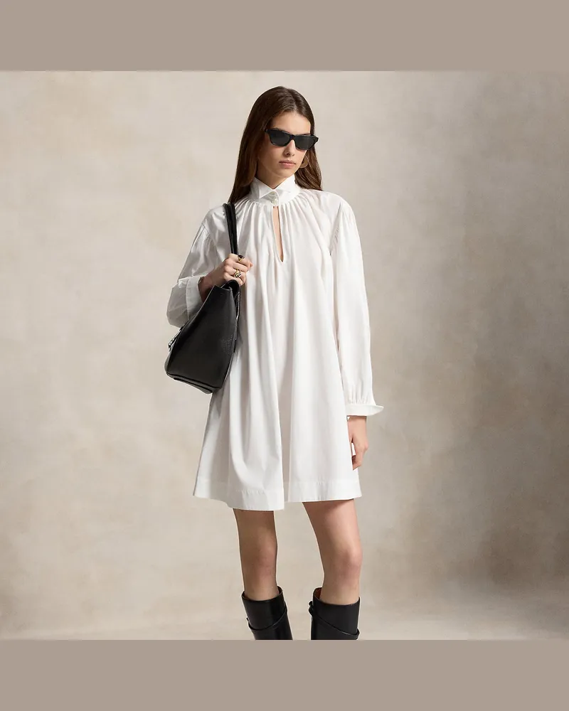 Ralph Lauren Trapez-Hemdkleid aus Popeline mit Falten White