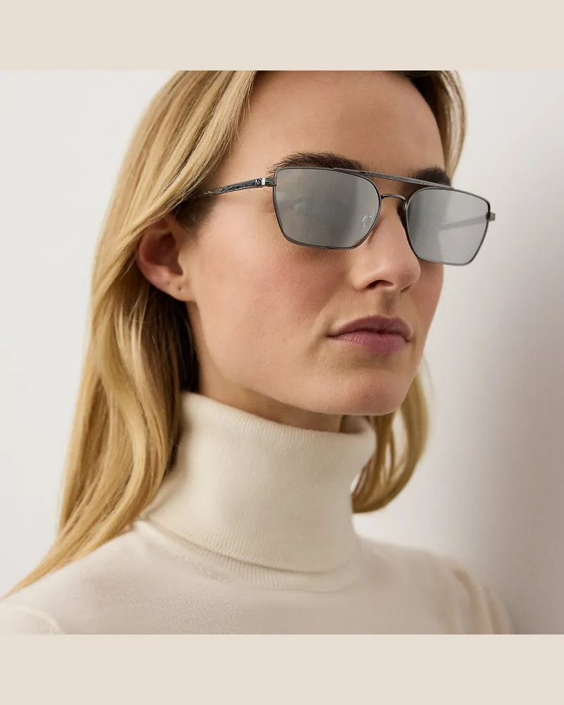 Ralph Lauren Rechteckige Western-Sonnenbrille Silver
