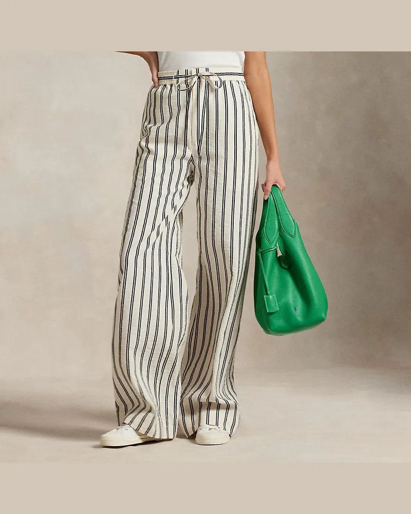 Ralph Lauren Gestreifte Hose mit weitem Bein White
