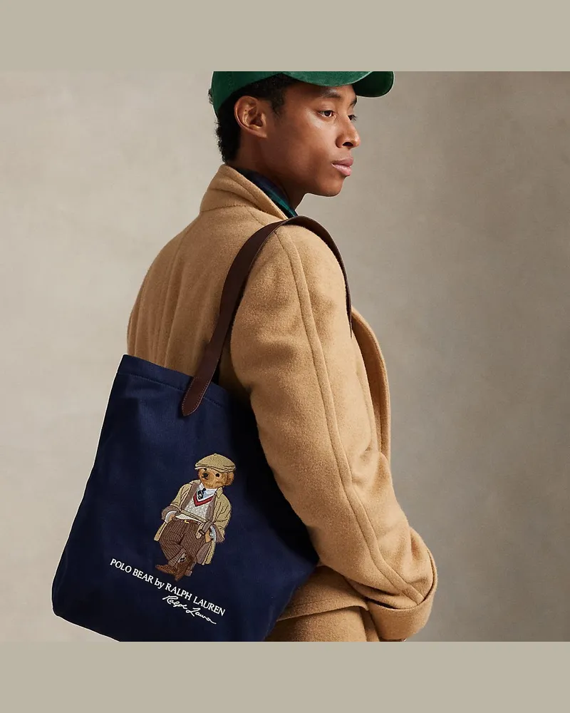 Ralph Lauren Twill-Tragetasche mit Polo Bear Blue