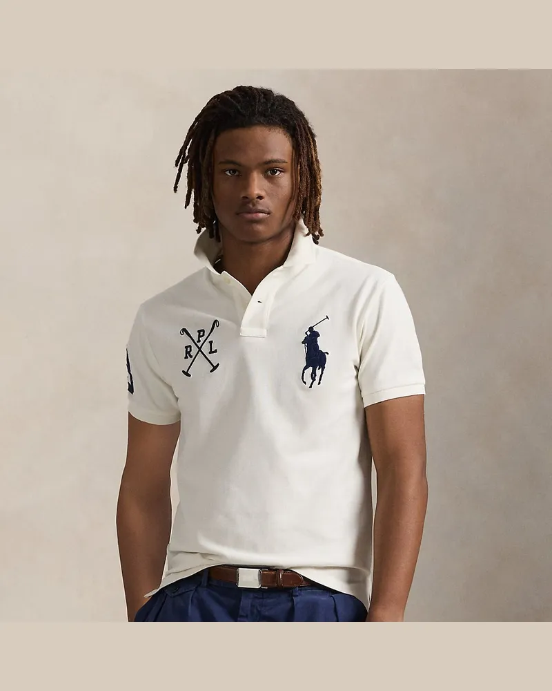 Ralph Lauren Custom-Slim Piqué-Poloshirt mit Big Pony White