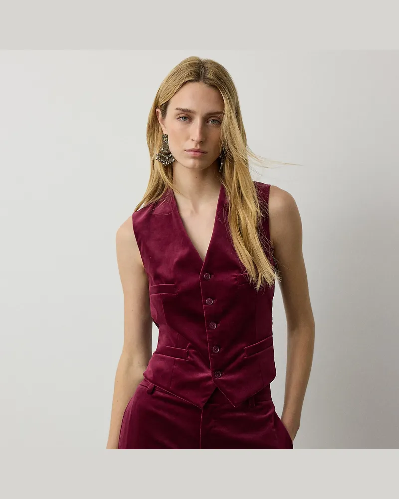 Ralph Lauren Weste Jaiden aus Stretchsamt Red
