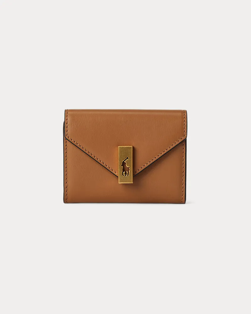 Ralph Lauren Leder-Kartenetui Polo ID mit Umschlag Tan