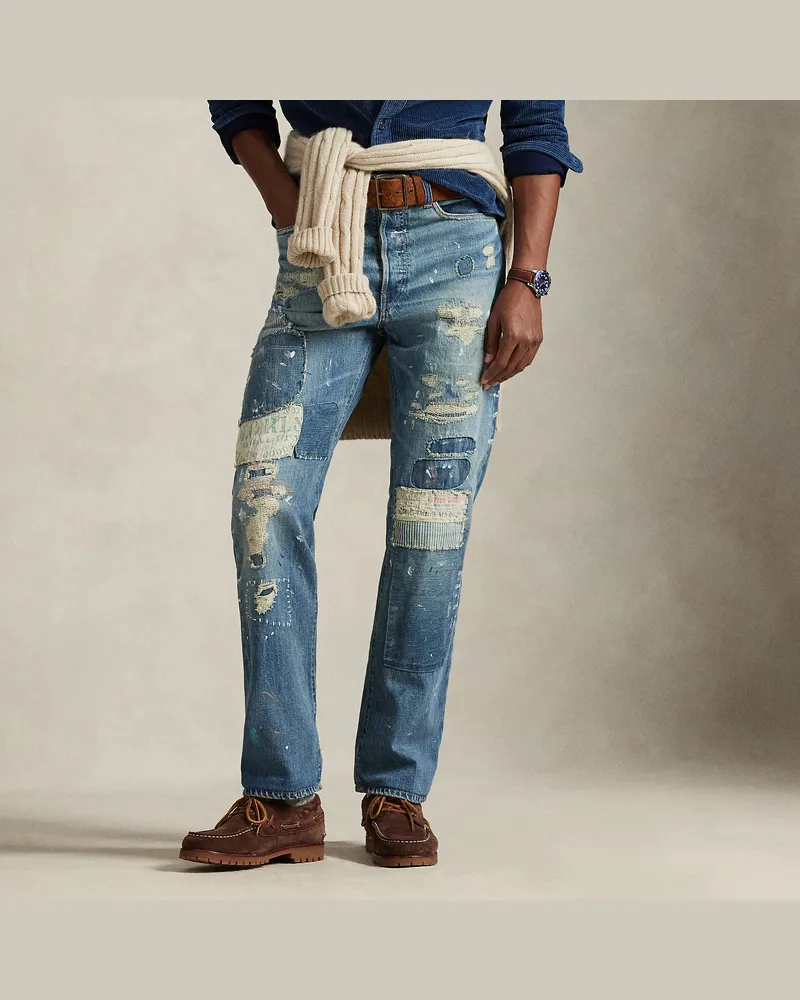 Ralph Lauren Heritage-Straight-Fit Jeans im Used-Look Blue