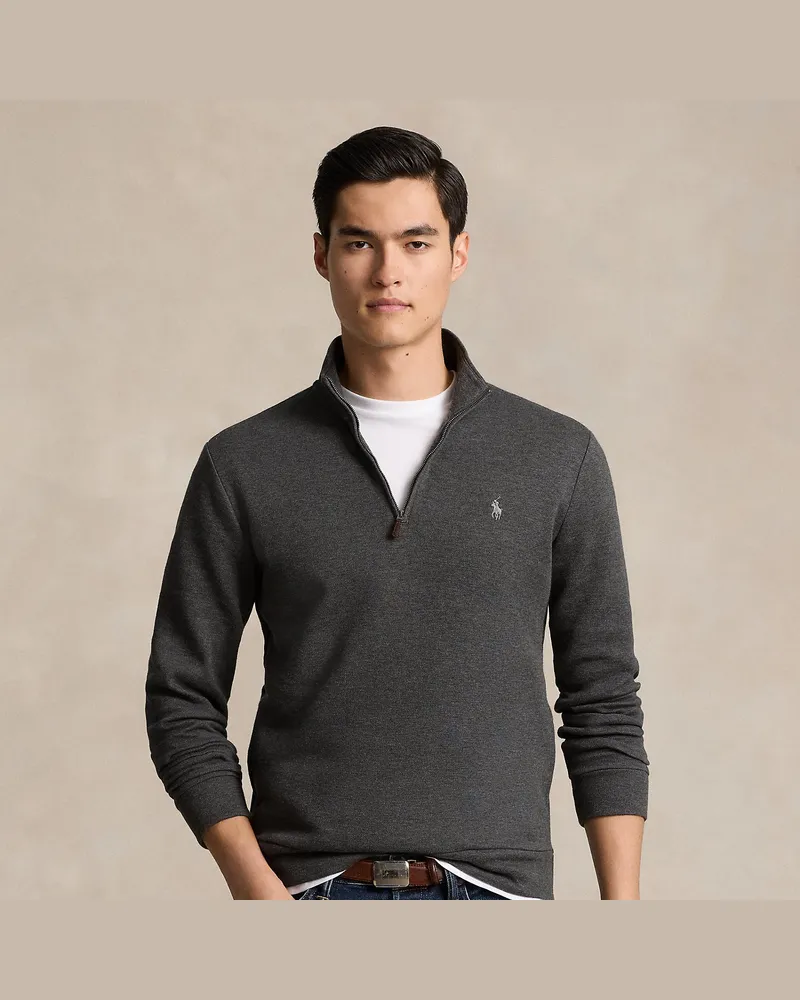 Ralph Lauren Piqué-Pullover mit Viertelreißverschluss Grey