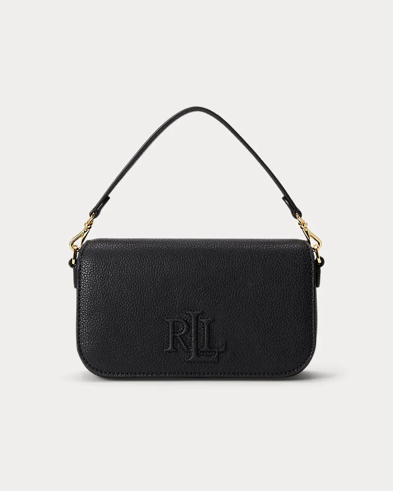 Ralph Lauren Kleine Narbenleder-Schultertasche Adley Black