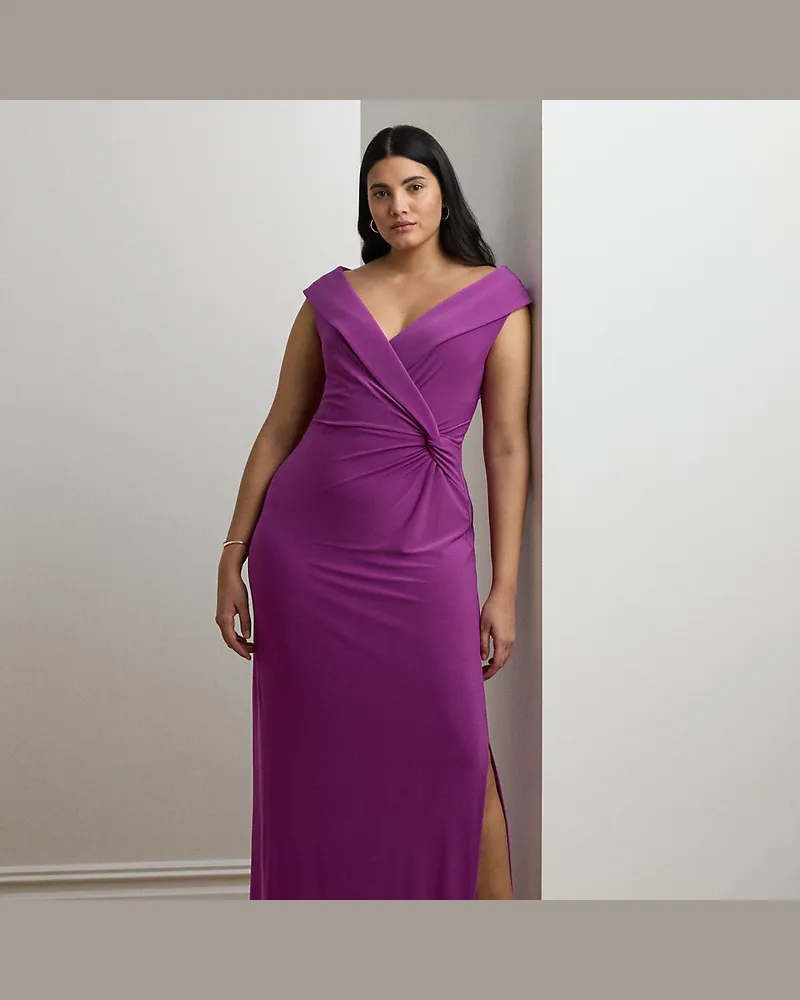 Ralph Lauren Plus Größen - Schulterfreies Abendkleid aus Jersey Purple