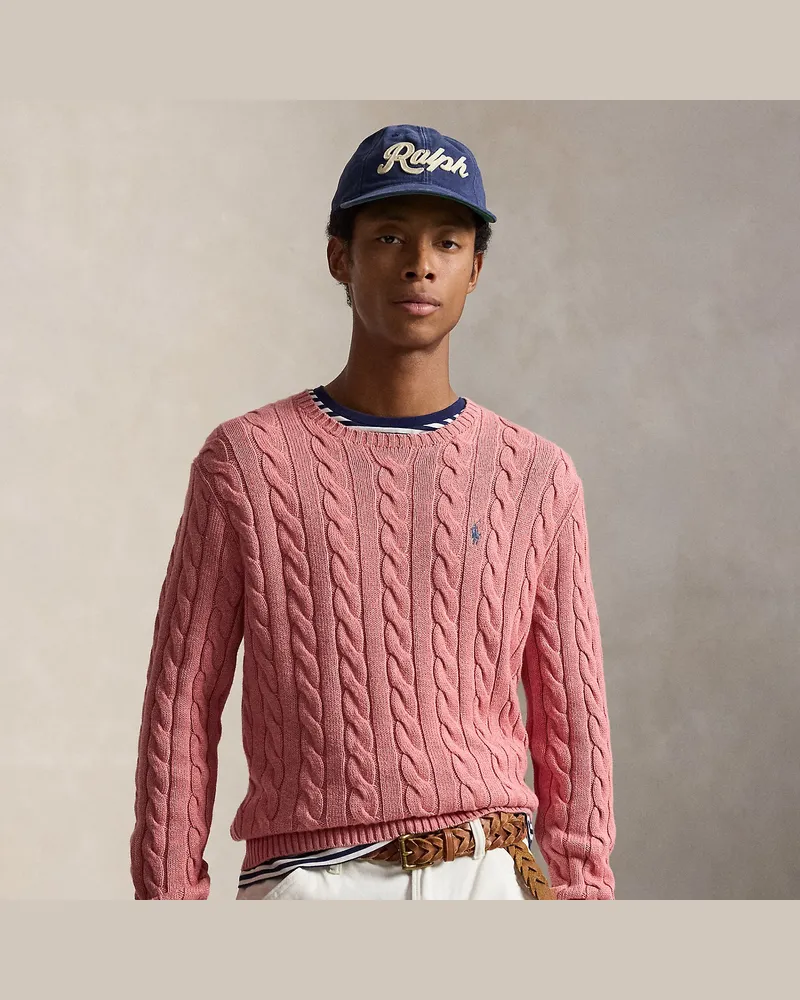 Ralph Lauren Baumwollpullover mit Zopfmuster Red