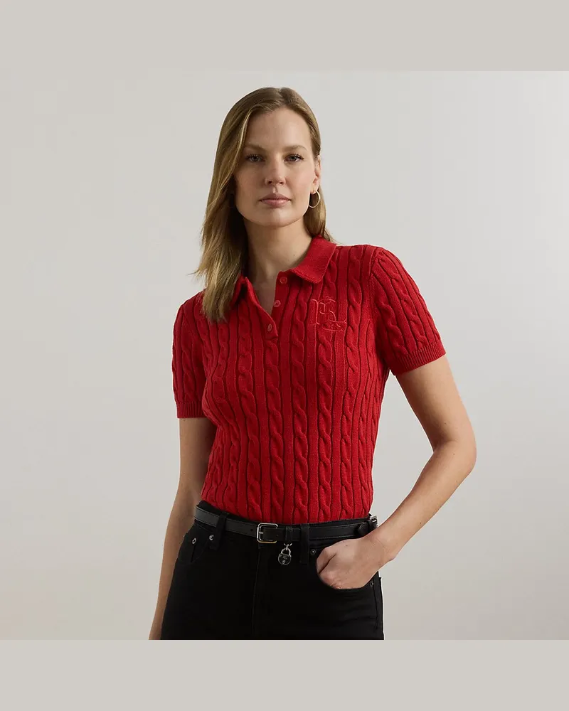 Ralph Lauren Kurzgrößen - Polo-Pullover mit Zopfmuster Red