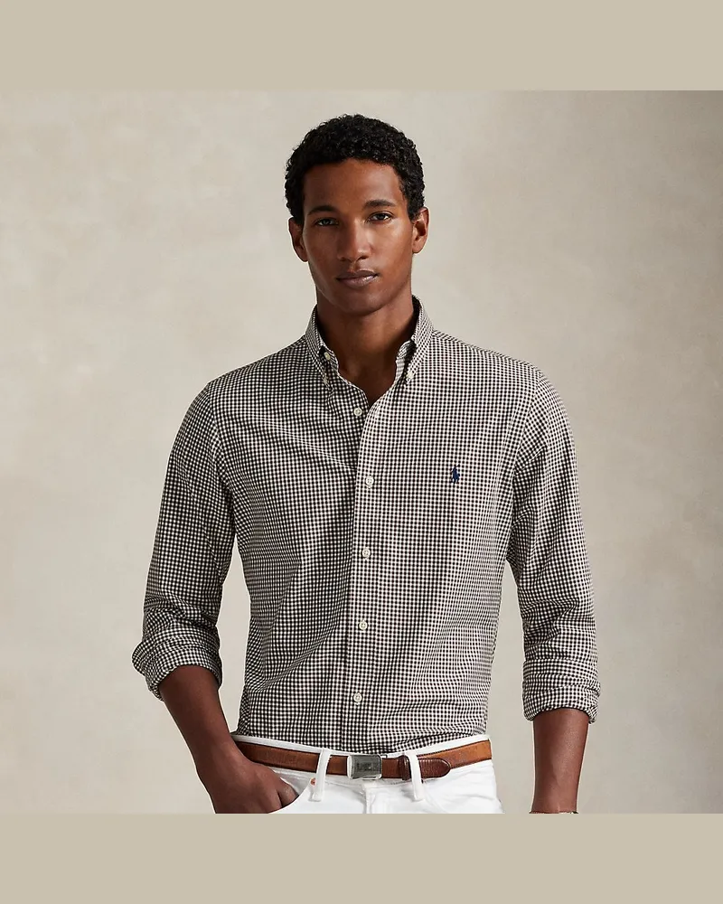 Ralph Lauren Custom-Fit Hemd aus Stretchpopeline Brown