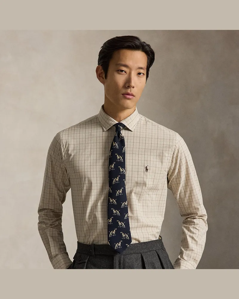 Ralph Lauren Kariertes Custom-Fit-Hemd aus Popeline Tan