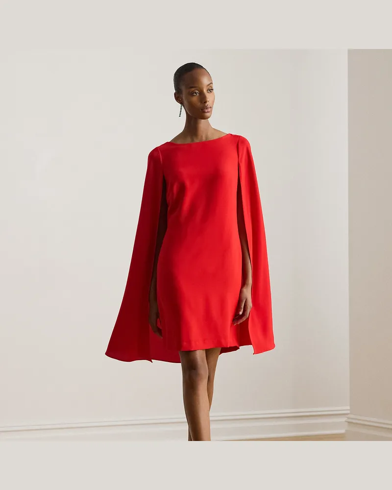 Ralph Lauren Cape-Cocktailkleid aus Georgette Red