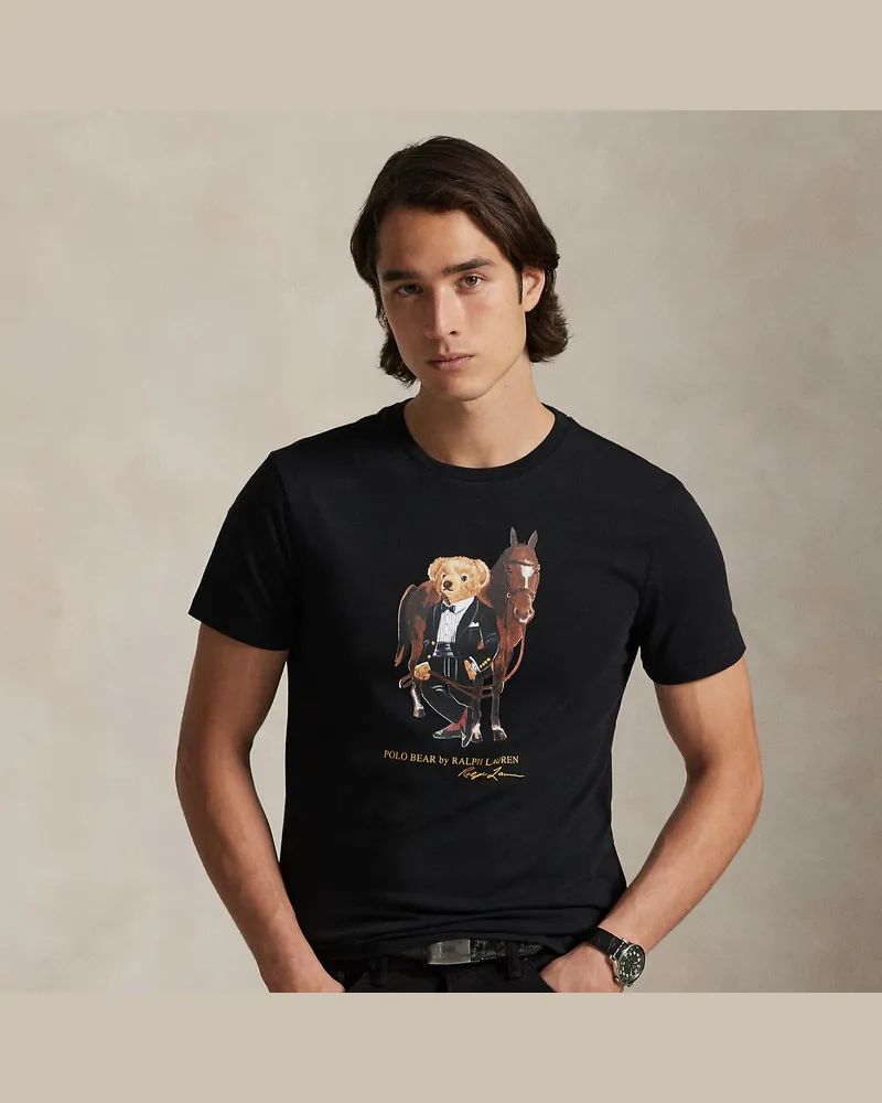 Ralph Lauren Baumwoll-T-Shirt mit Polo Bear Black