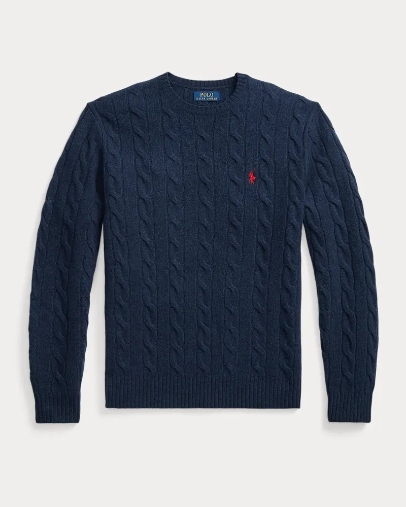 Ralph Lauren Wollpullover mit Zopfmuster Blue