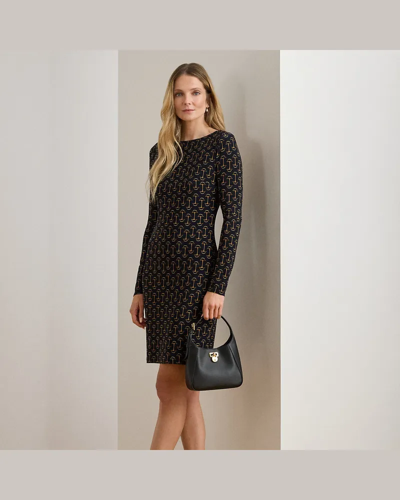 Ralph Lauren Jerseykleid mit geometrischem Druck Blue