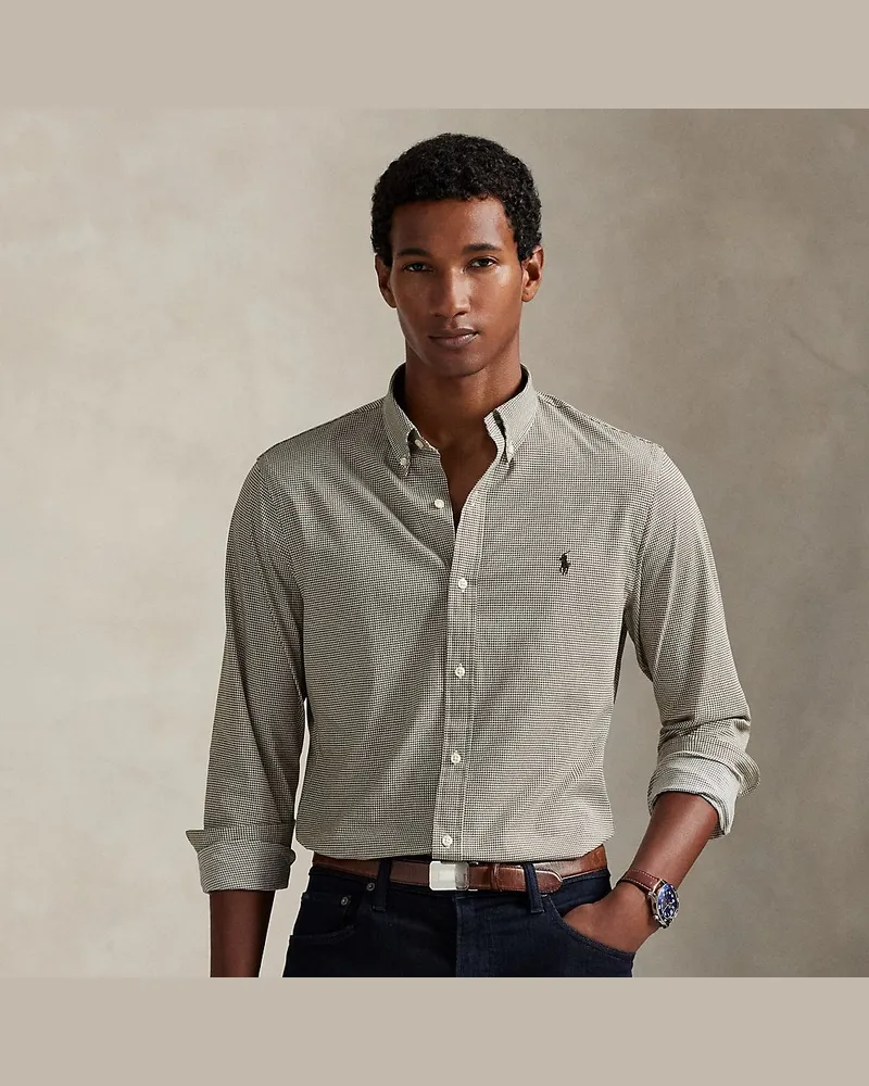 Ralph Lauren Slim-Fit Hahnentritt-Hemd aus Popeline Brown