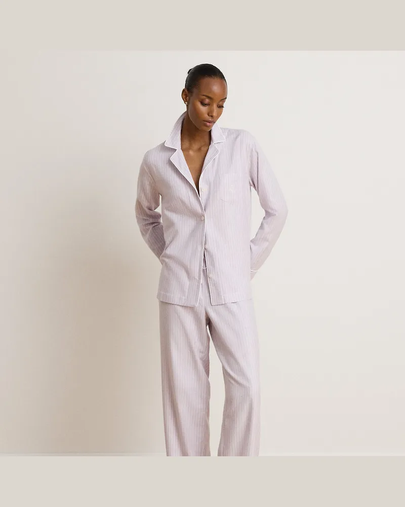 Ralph Lauren Gestreifter Pyjama aus angerautem Twill Purple