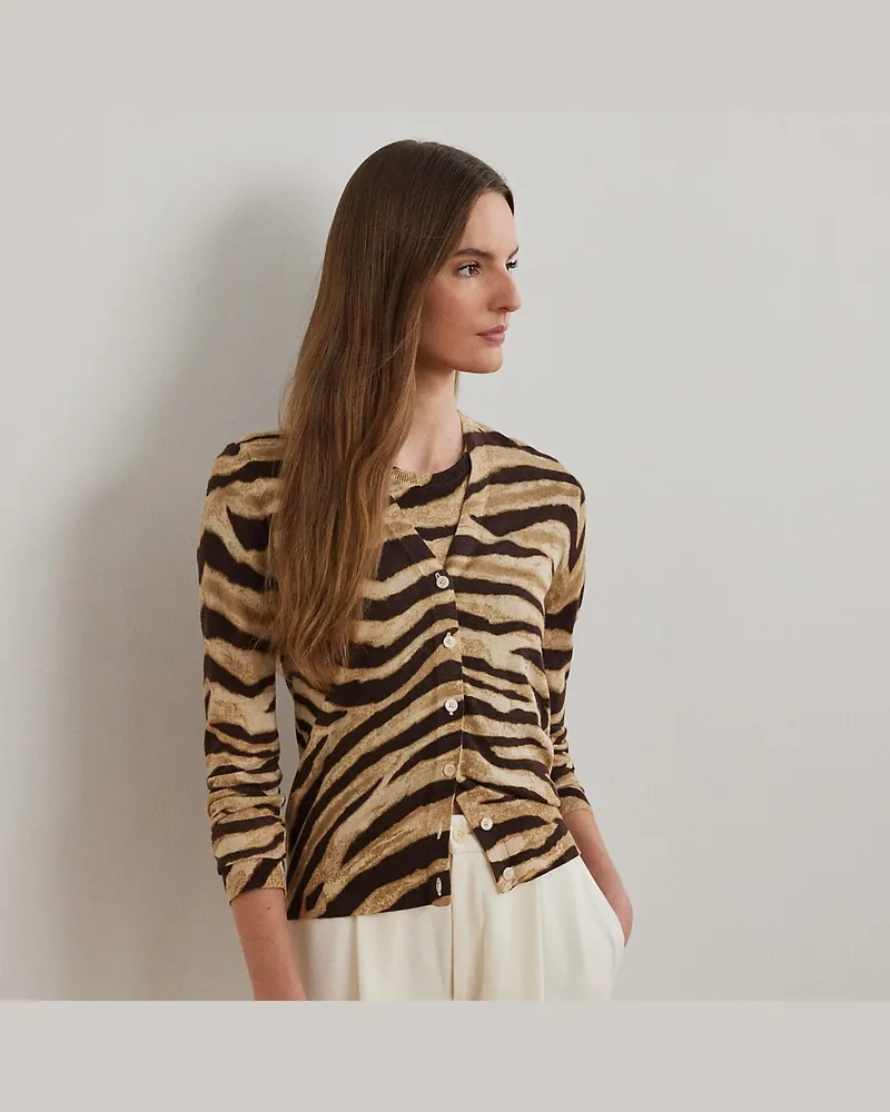Ralph Lauren Strickjacke mit Zebramuster Cream
