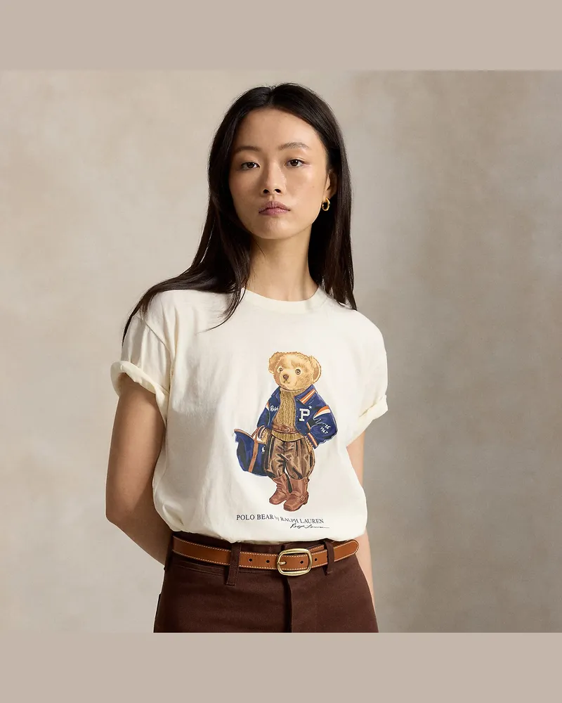 Ralph Lauren Baumwolljersey-T-Shirt mit Polo Bear White